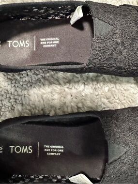 TOMS Black Lace Slip-On Shoes